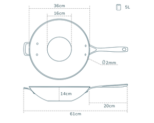 Wok avec un noyau en cuivre 36cm